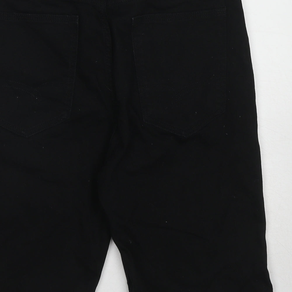 NEXT Mens Black Cotton Chino Shorts Size 30 in Regular Zip