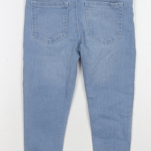 Denim & Co. Girls Blue Cotton Jegging Jeans Size 3-4 Years Regular Pullover - Distressed
