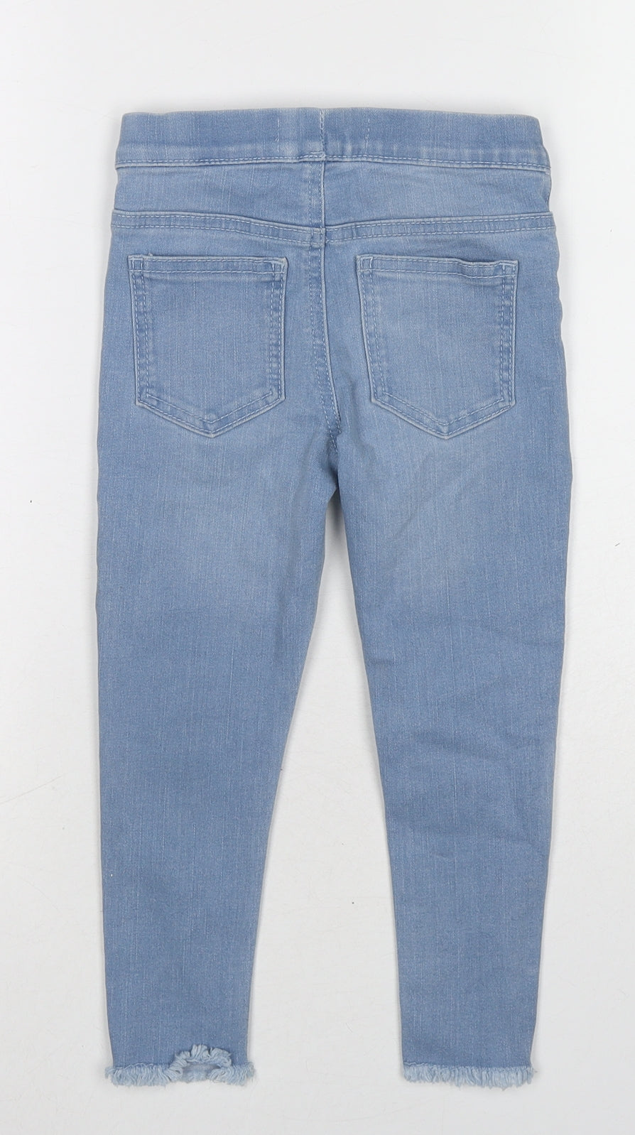Denim & Co. Girls Blue Cotton Jegging Jeans Size 3-4 Years Regular Pullover - Distressed