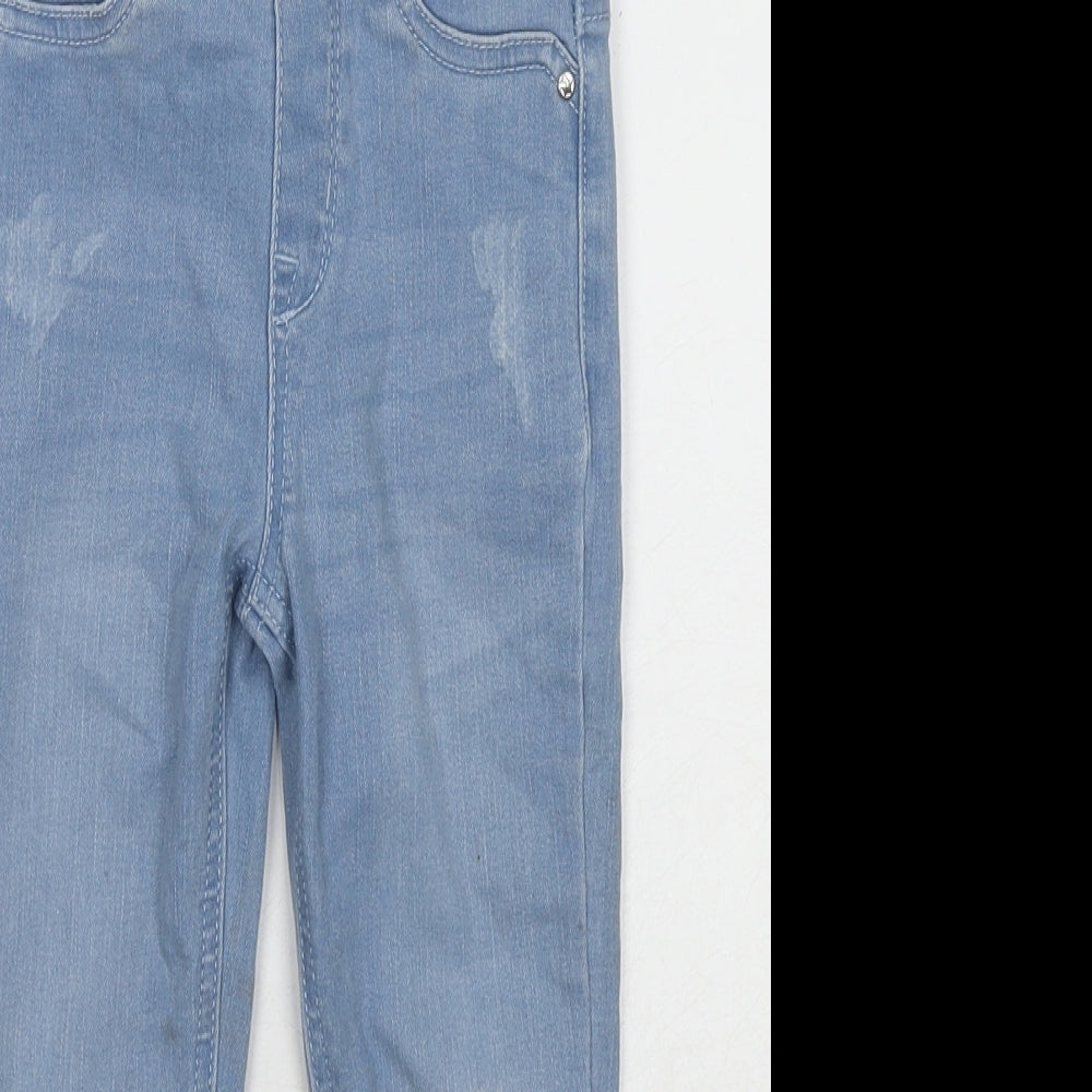 Denim & Co. Girls Blue Cotton Jegging Jeans Size 3-4 Years Regular Pullover - Distressed