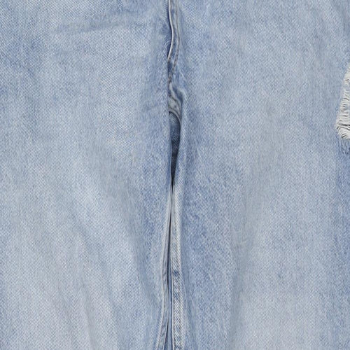 Zara Womens Blue Cotton Tapered Jeans Size 14 Regular Zip