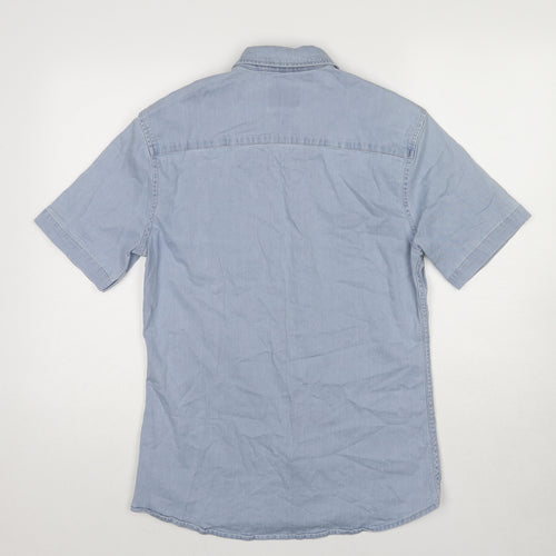 Topman Mens Blue Cotton Button-Up Size M Collared Button