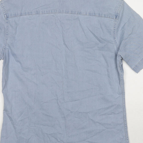Topman Mens Blue Cotton Button-Up Size M Collared Button