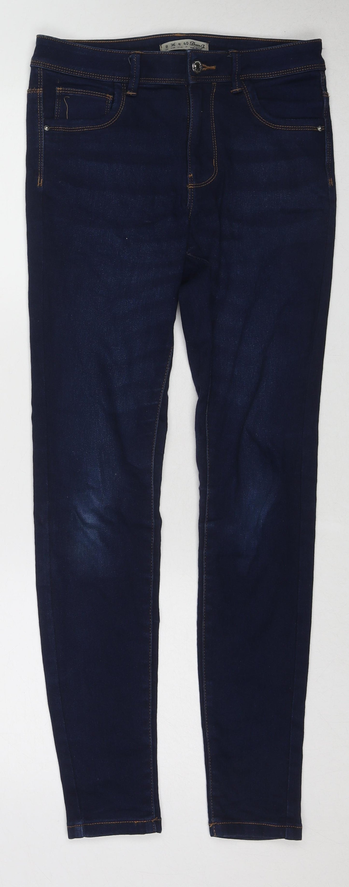 Denim & Co. Womens Blue Cotton Skinny Jeans Size 8 Regular Zip
