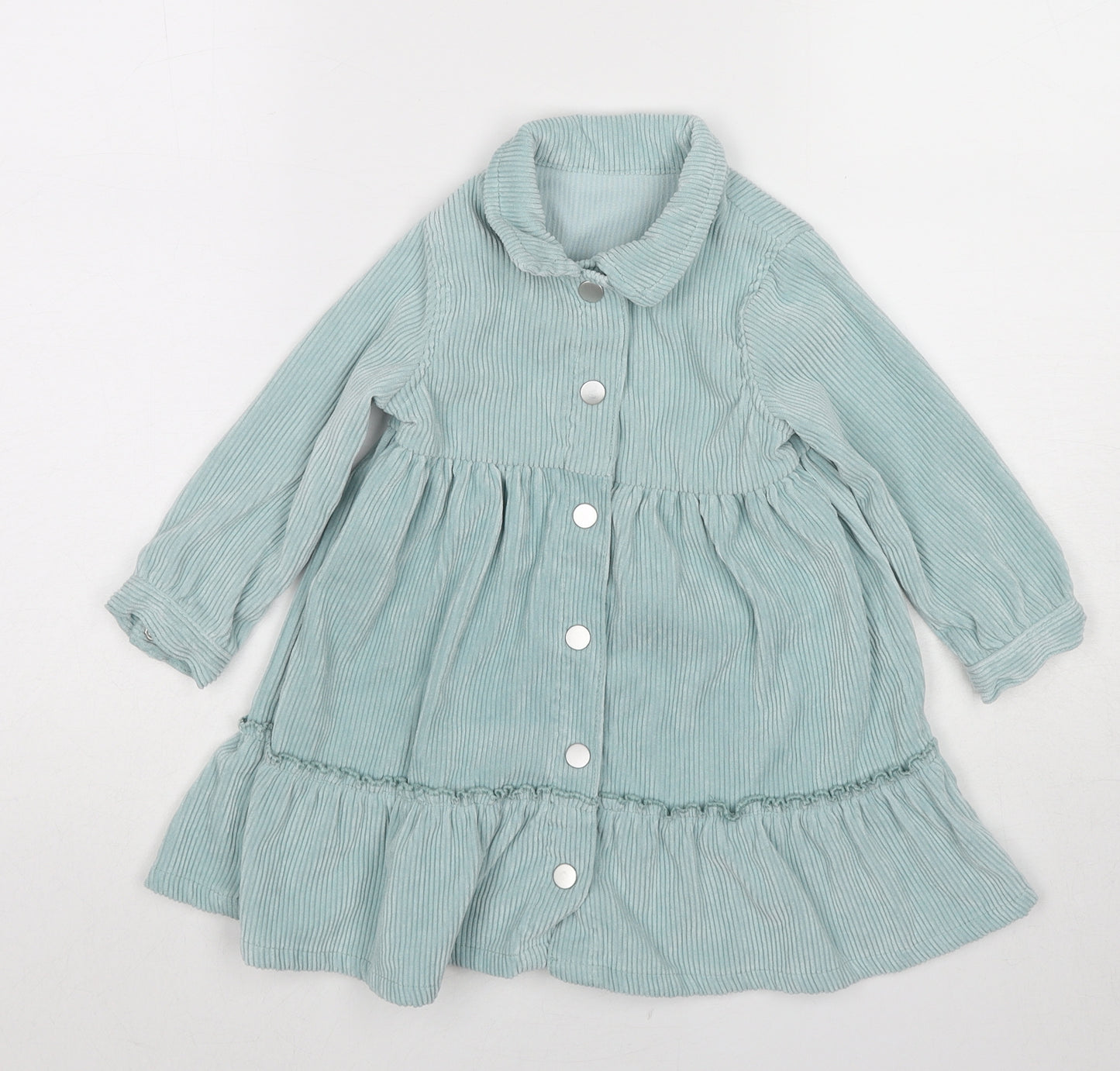 TU Girls Blue Nylon A-Line Size 18-24 Months Collared Snap