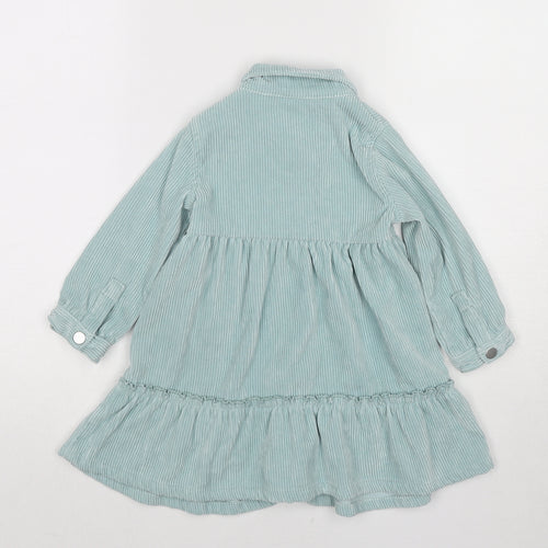 TU Girls Blue Nylon A-Line Size 18-24 Months Collared Snap
