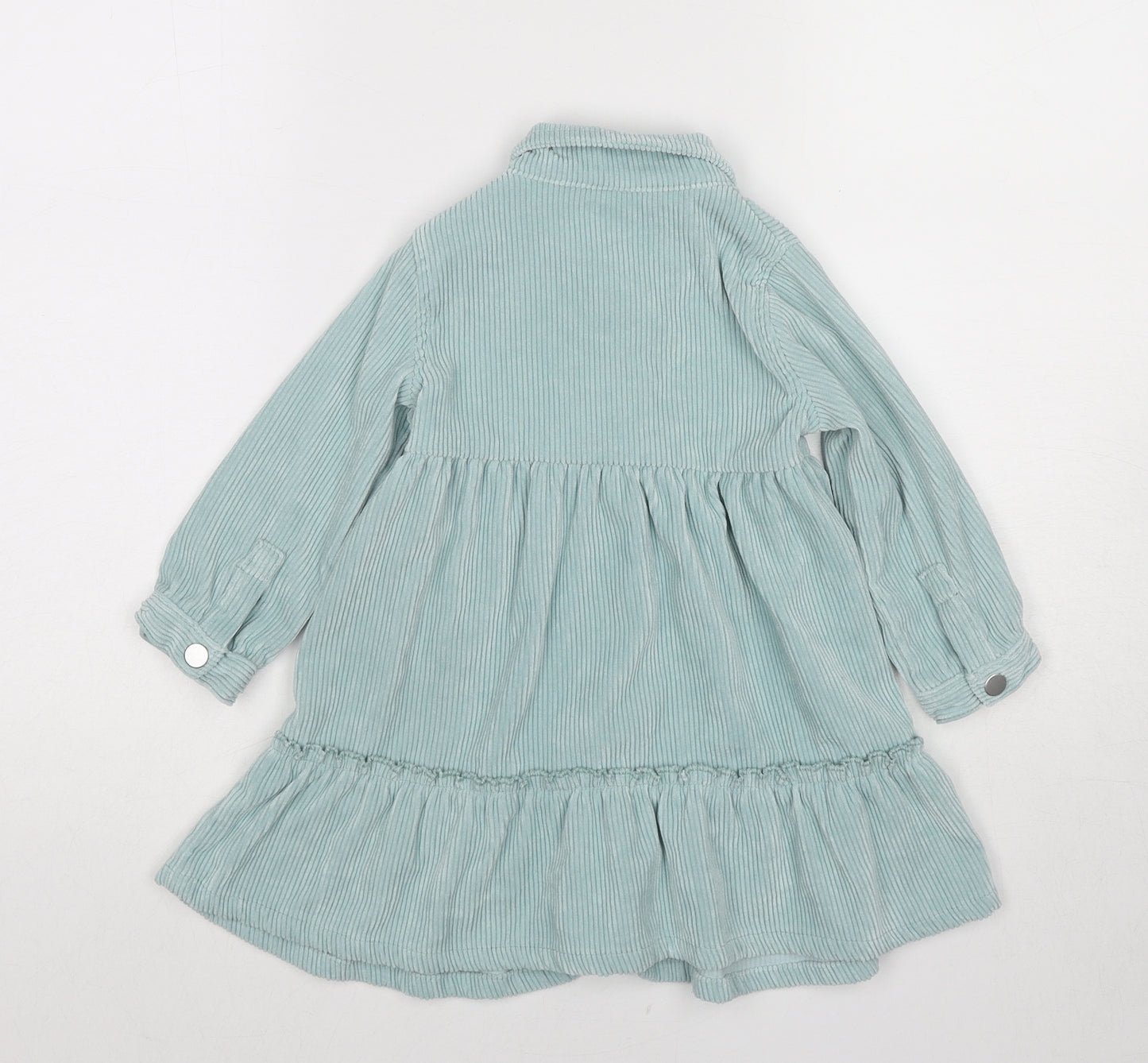TU Girls Blue Nylon A-Line Size 18-24 Months Collared Snap