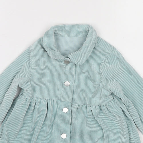 TU Girls Blue Nylon A-Line Size 18-24 Months Collared Snap