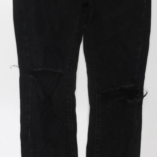 PRETTYLITTLETHING Womens Black Cotton Straight Jeans Size 6 Regular Zip