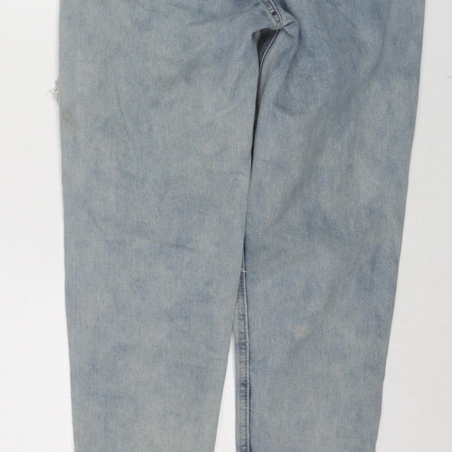 Lotd Womens Blue Cotton Straight Jeans Size 6 Regular Zip