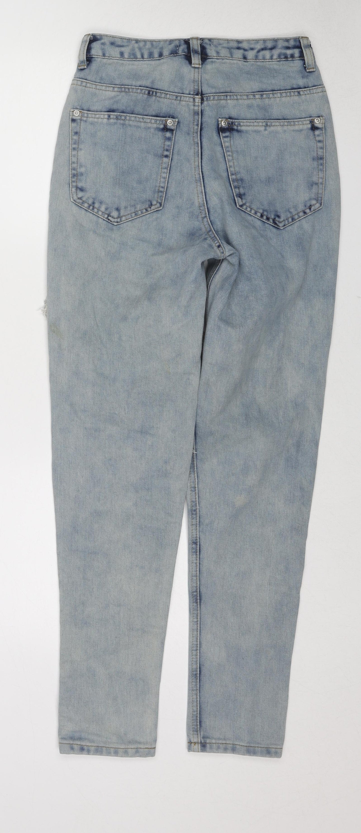 Lotd Womens Blue Cotton Straight Jeans Size 6 Regular Zip
