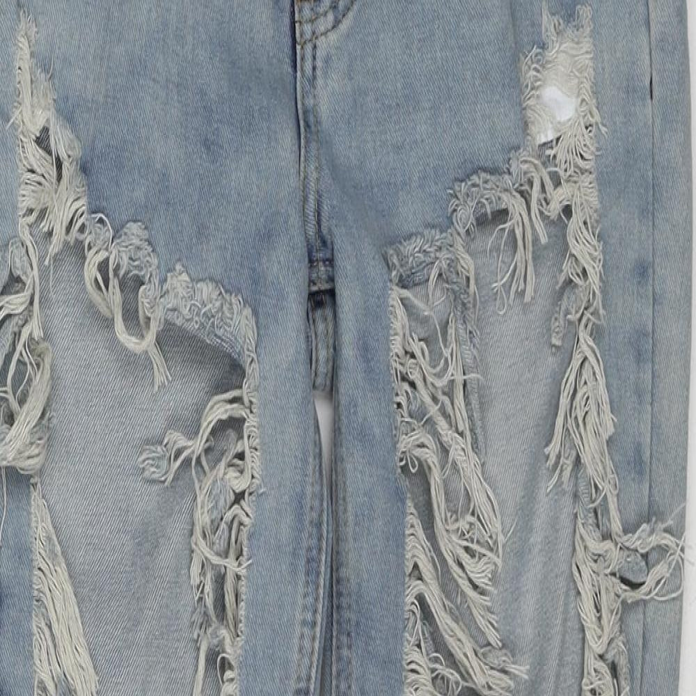 Lotd Womens Blue Cotton Straight Jeans Size 6 Regular Zip