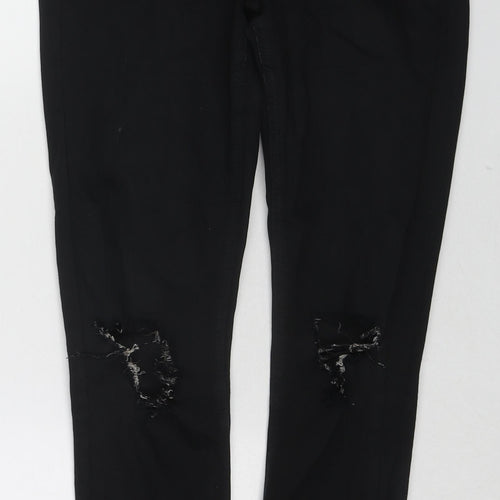Topshop Womens Black Cotton Skinny Jeans Size 28 L32 in Regular Zip
