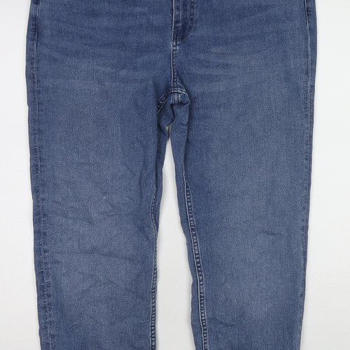 Marks and Spencer Womens Blue Cotton Straight Jeans Size 18 Regular Zip
