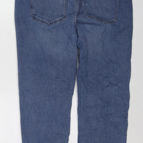 Marks and Spencer Womens Blue Cotton Straight Jeans Size 18 Regular Zip