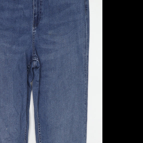 Marks and Spencer Womens Blue Cotton Straight Jeans Size 18 Regular Zip