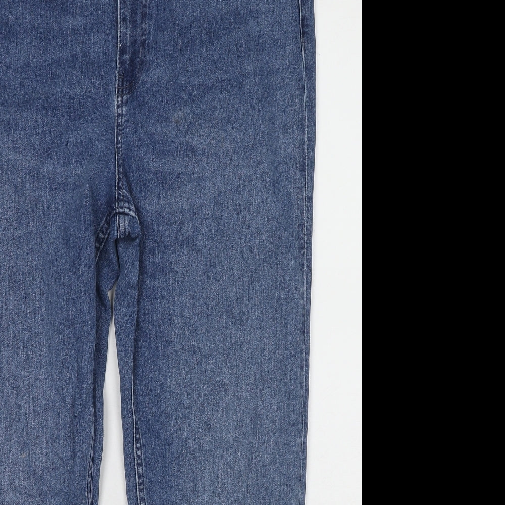 Marks and Spencer Womens Blue Cotton Straight Jeans Size 18 Regular Zip