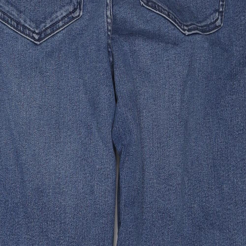 Marks and Spencer Womens Blue Cotton Straight Jeans Size 18 Regular Zip