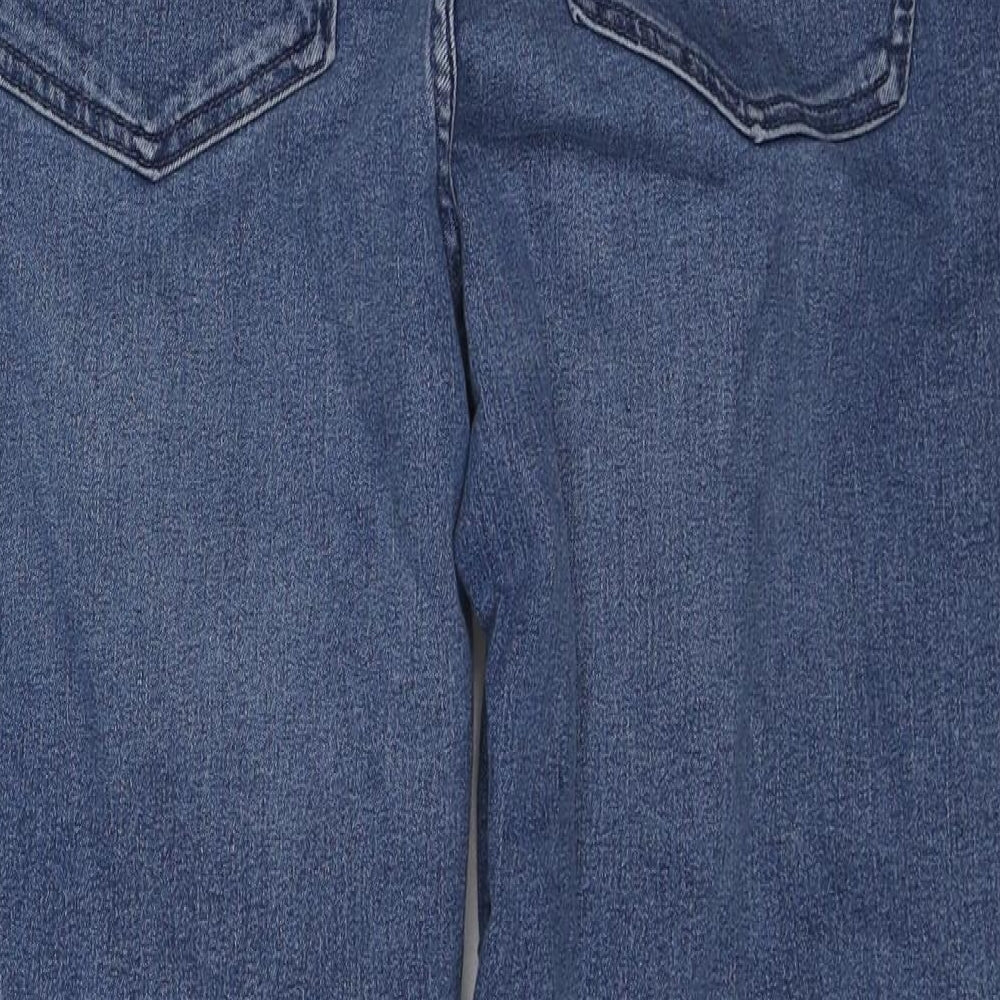 Marks and Spencer Womens Blue Cotton Straight Jeans Size 18 Regular Zip