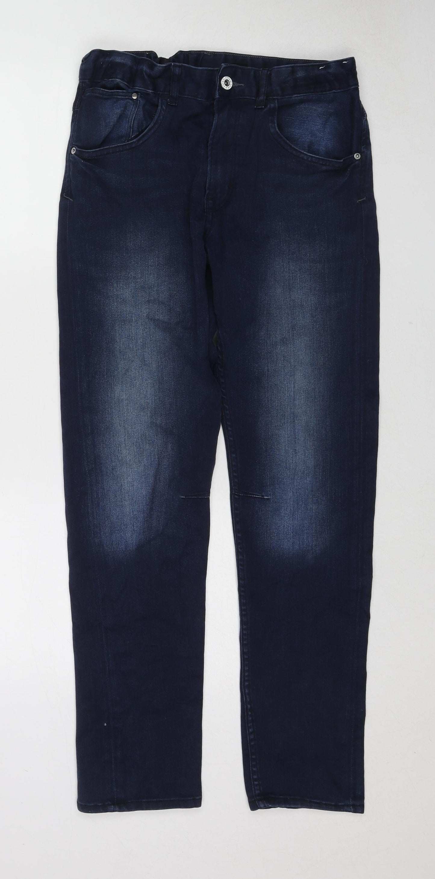H&M Boys Blue Cotton Skinny Jeans Size 14-15 Years Regular Zip