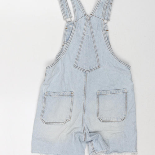 Denim & Co. Girls Blue Cotton Dungaree One-Piece Size 7-8 Years Button