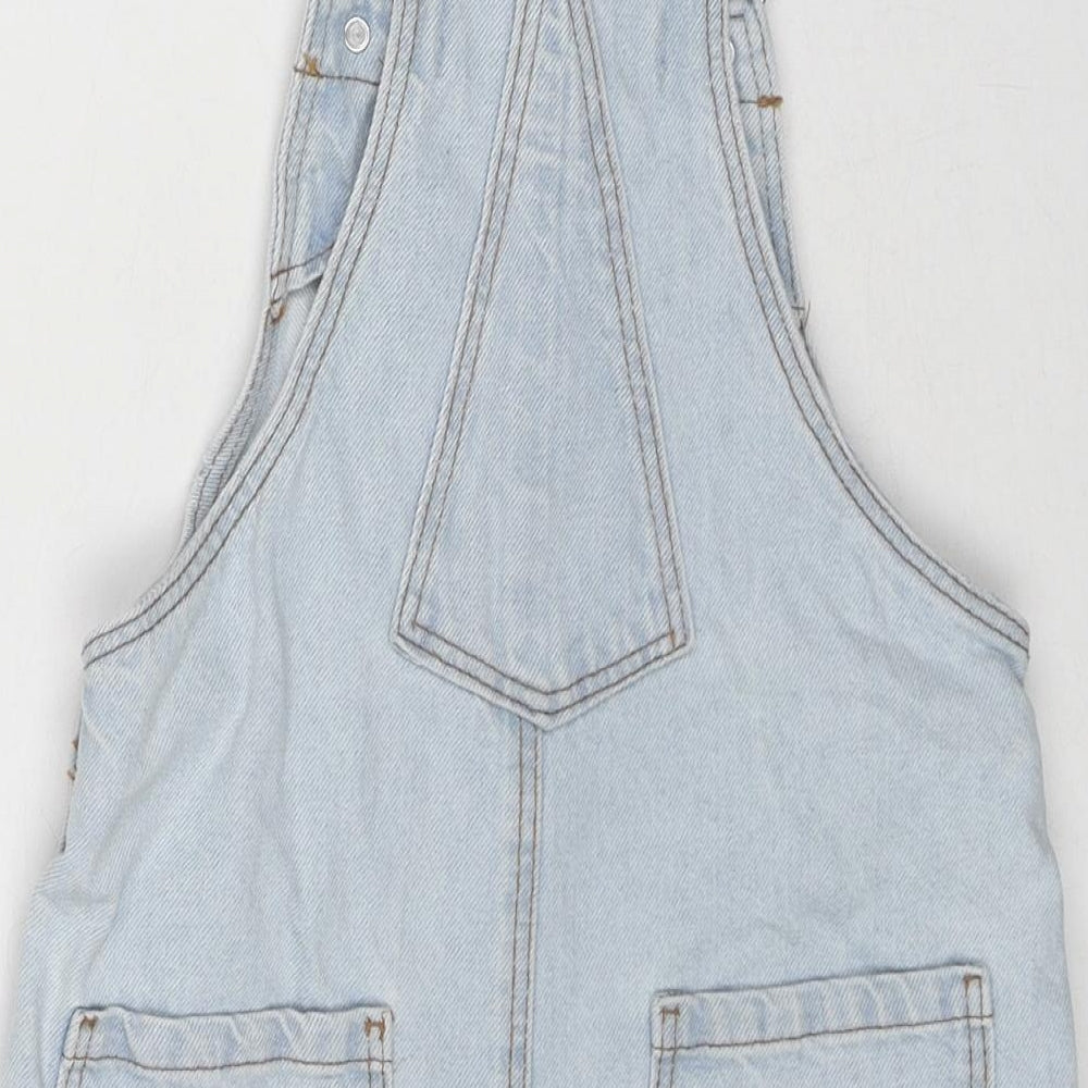Denim & Co. Girls Blue Cotton Dungaree One-Piece Size 7-8 Years Button