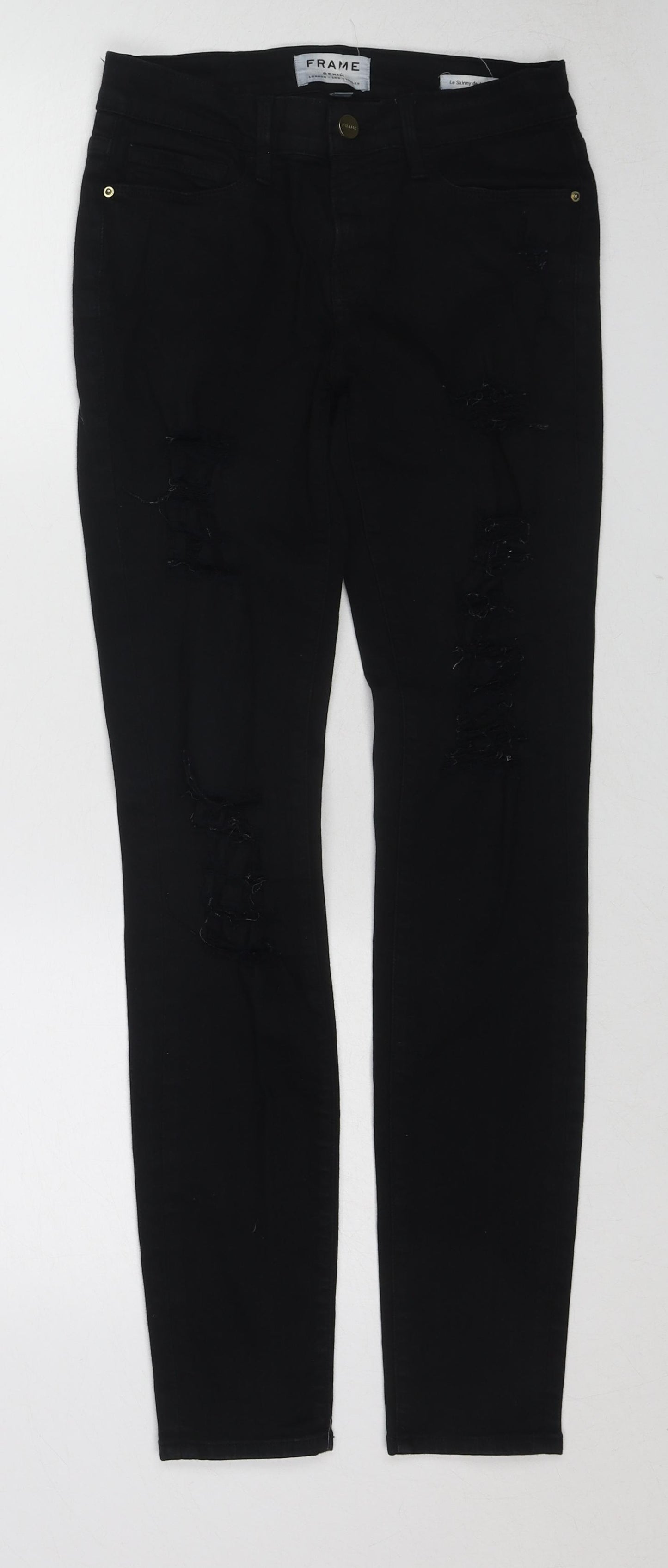 FRAME Womens Black Cotton Skinny Jeans Size 26 in Regular Zip