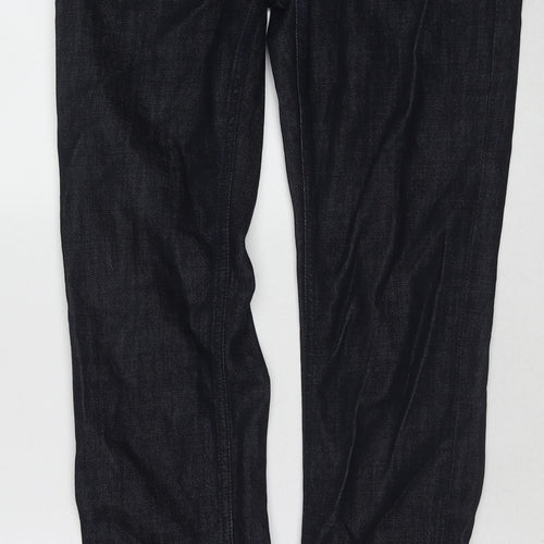 Marks and Spencer Womens Black Cotton Straight Jeans Size 8 Regular Zip