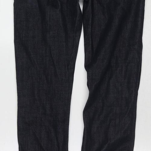 Marks and Spencer Womens Black Cotton Straight Jeans Size 8 Regular Zip