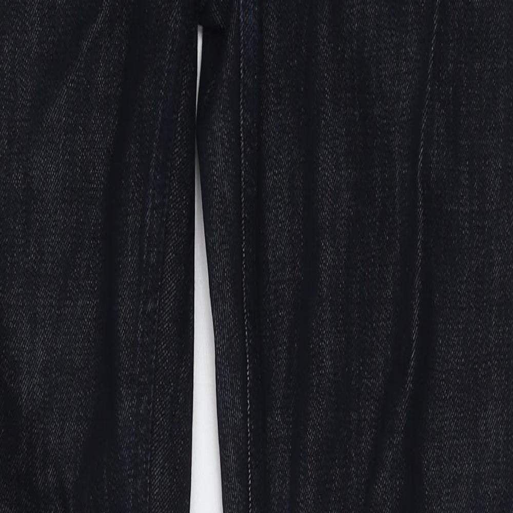 Marks and Spencer Womens Black Cotton Straight Jeans Size 8 Regular Zip