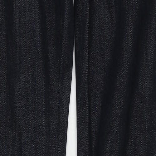 Marks and Spencer Womens Black Cotton Straight Jeans Size 8 Regular Zip
