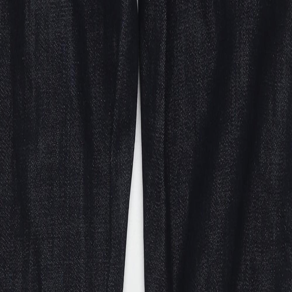 Marks and Spencer Womens Black Cotton Straight Jeans Size 8 Regular Zip