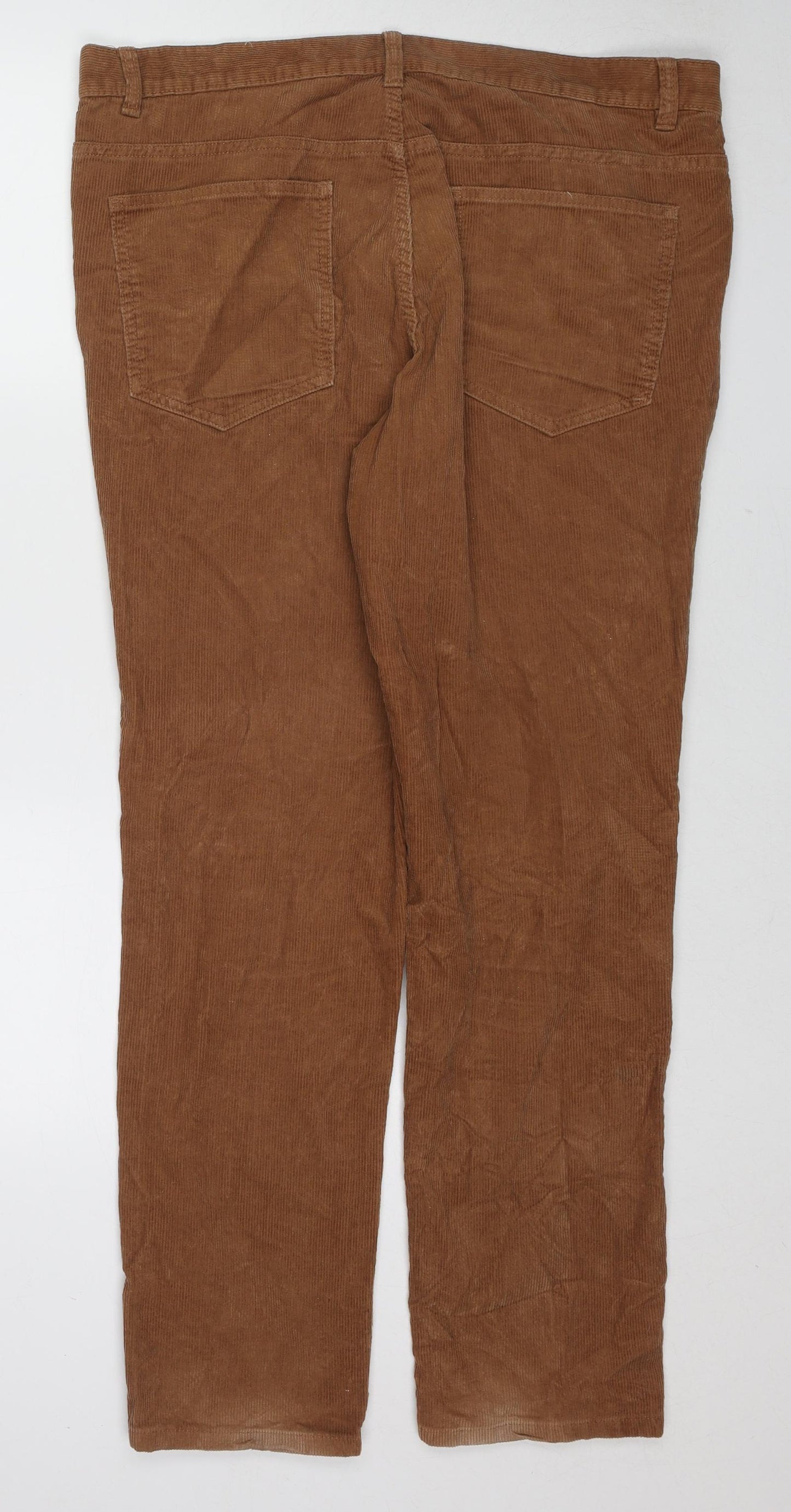 Avenue Mens Brown Cotton Chino Trousers Size 38 in Regular Zip