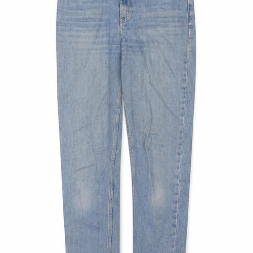Topshop Womens Blue Cotton Straight Jeans Size 28 L36 in Regular Zip