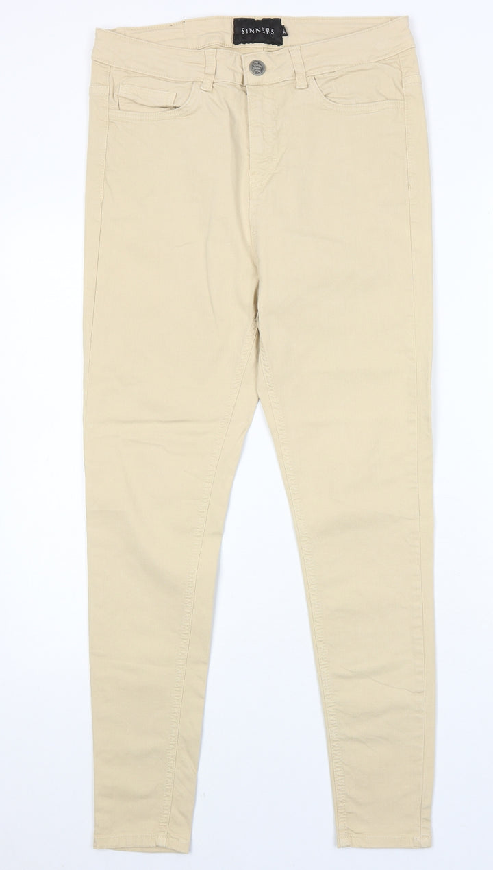Sinners Womens Beige Cotton Skinny Jeans Size 32 in Regular Zip