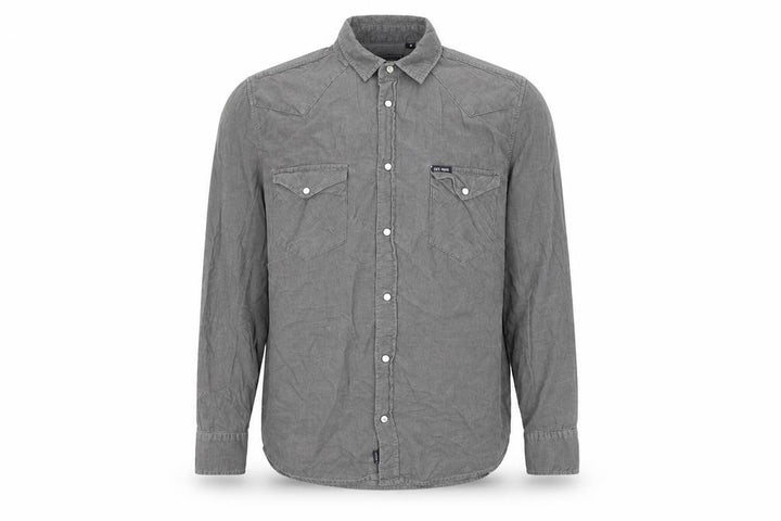 An Ambrose Brand Mens Grey Cotton Button-Up Size M Collared Button