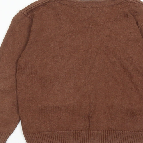 NEXT Boys Brown V-Neck Cotton Cardigan Jumper Size 4 Years Button