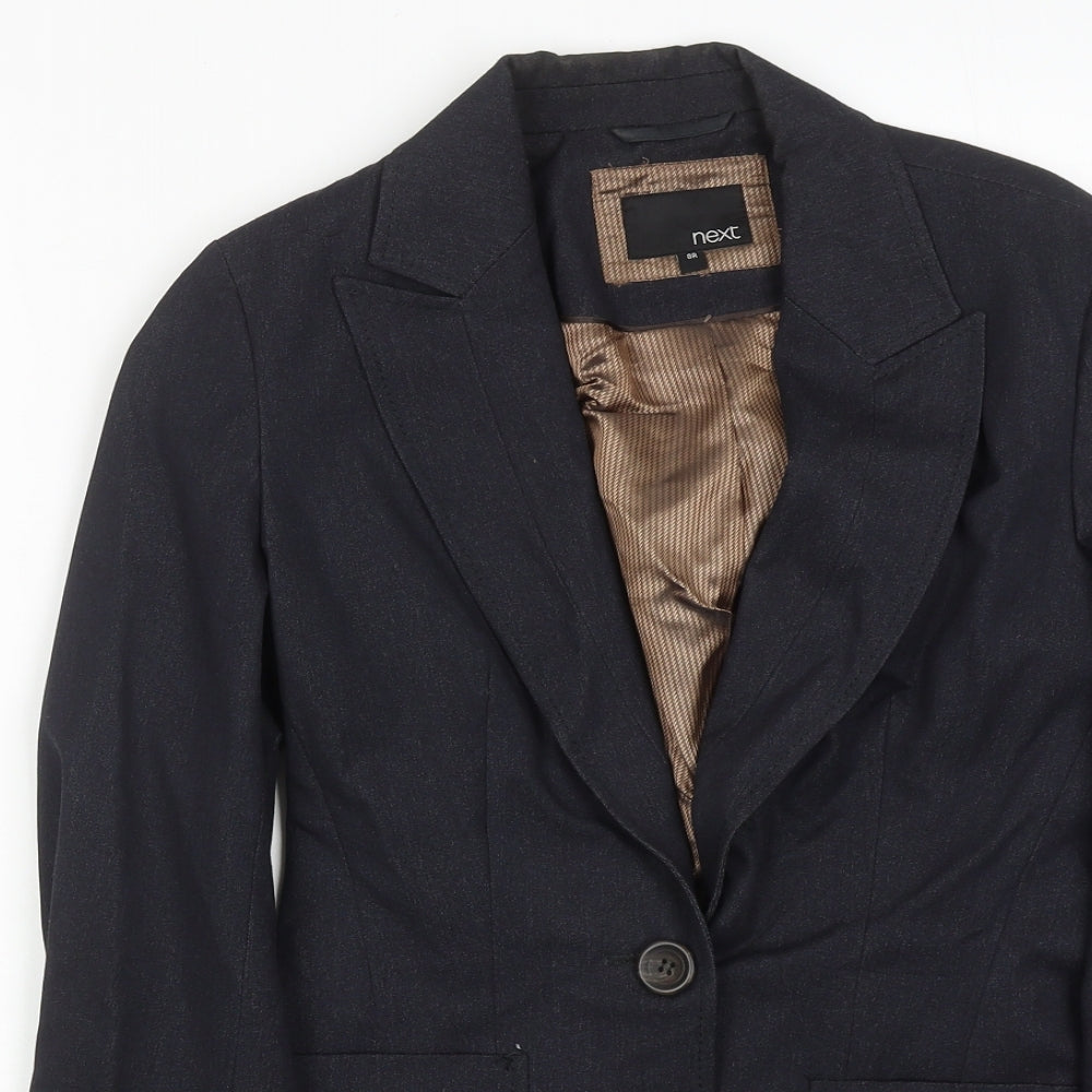 NEXT Womens Blue Polyester Jacket Suit Jacket Size 8