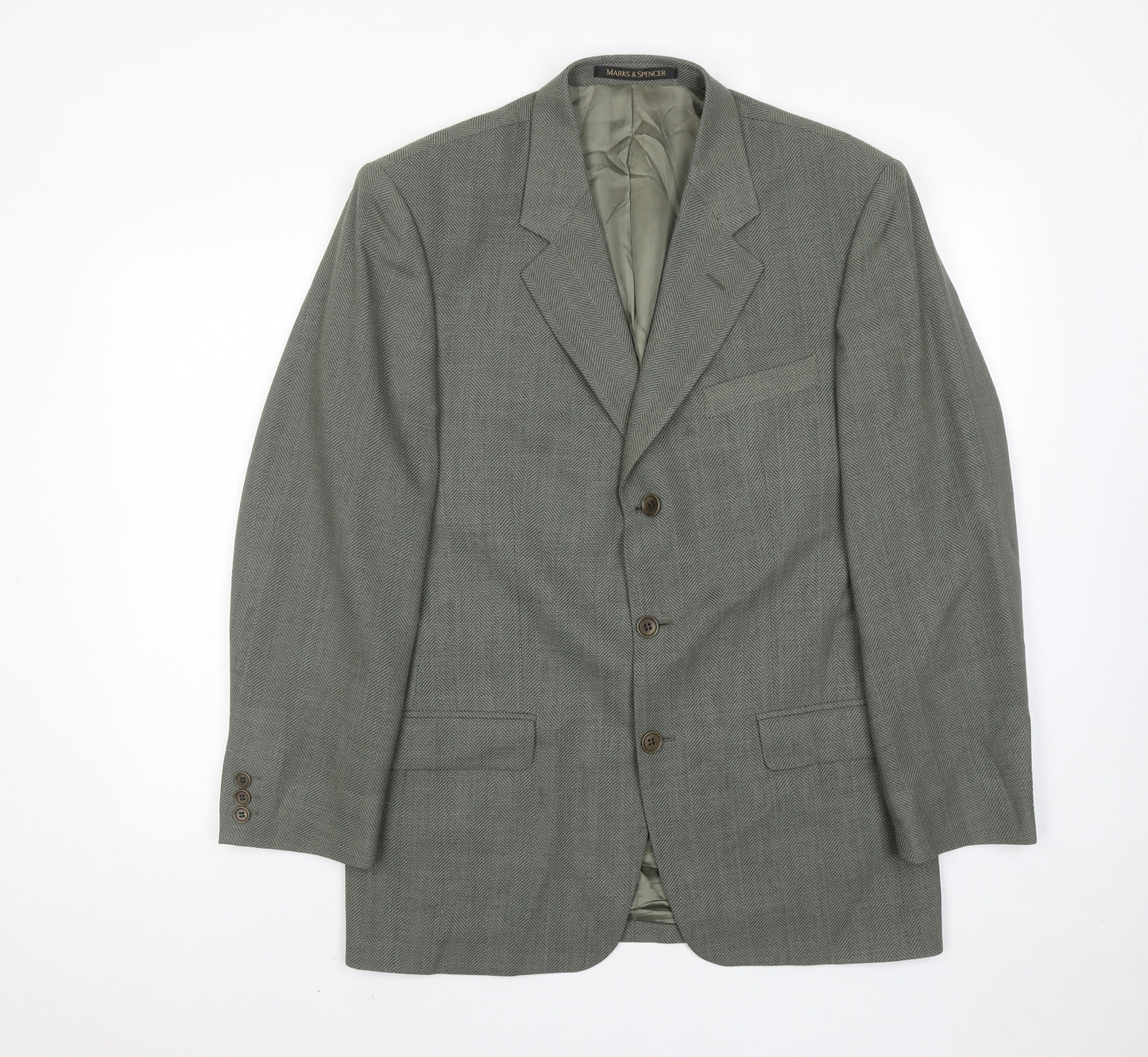 Marks and Spencer Mens Green Wool Jacket Suit Jacket Size 40 Regular