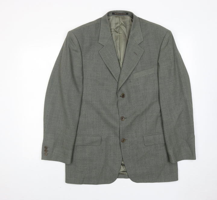 Marks and Spencer Mens Green Wool Jacket Suit Jacket Size 40 Regular