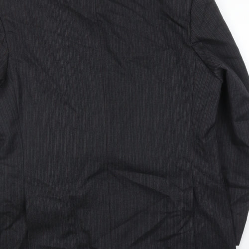 The label Mens Grey Striped Wool Jacket Suit Jacket Size 44 Regular