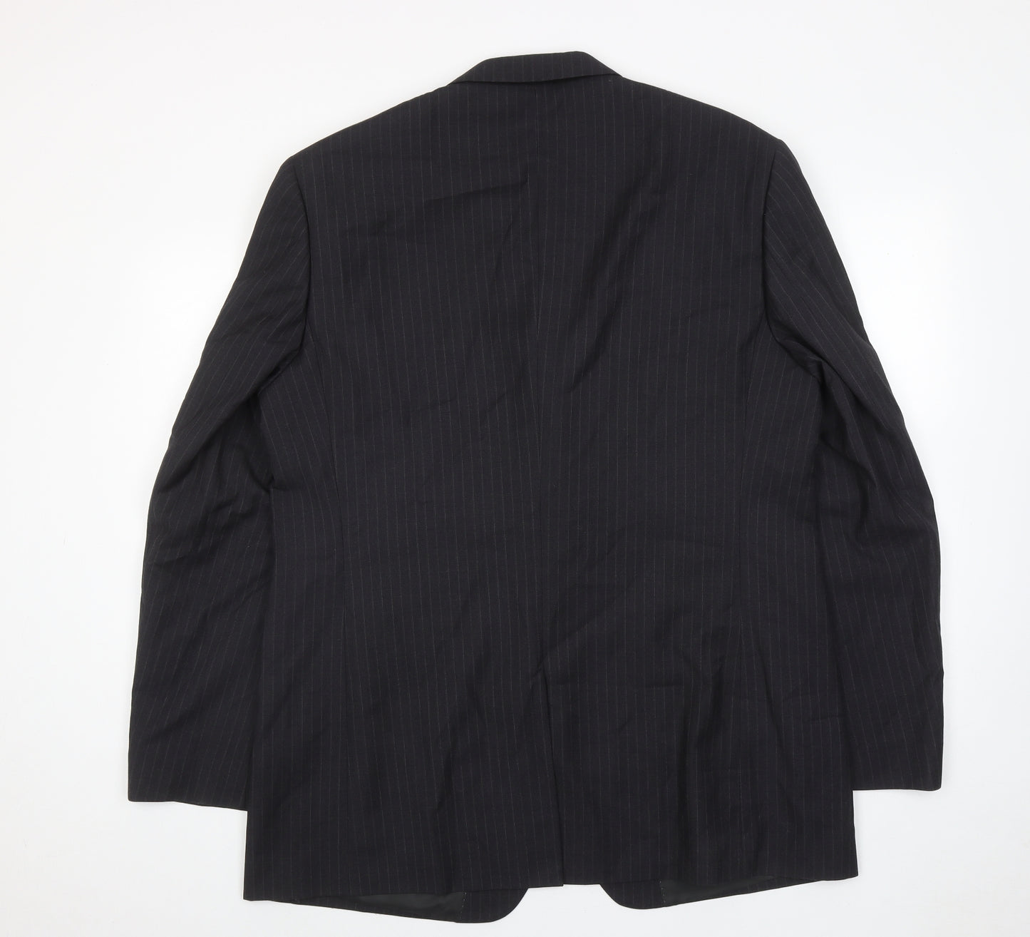 Burton Mens Grey Striped Polyester Jacket Suit Jacket Size 46 Regular