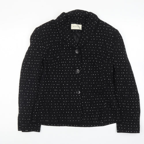 Minuet Womens Black Polka Dot Jacket Size 10 Button
