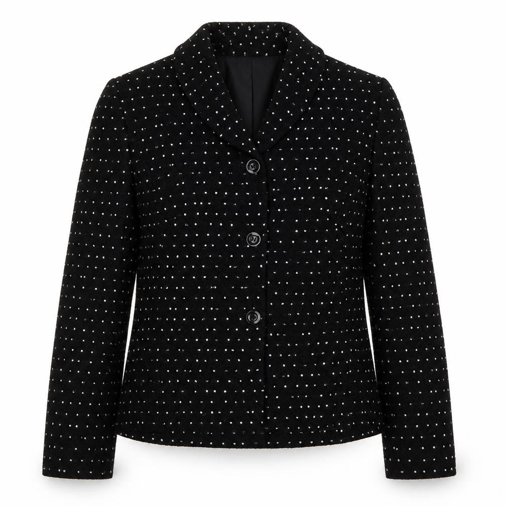 Minuet Womens Black Polka Dot Jacket Size 10 Button