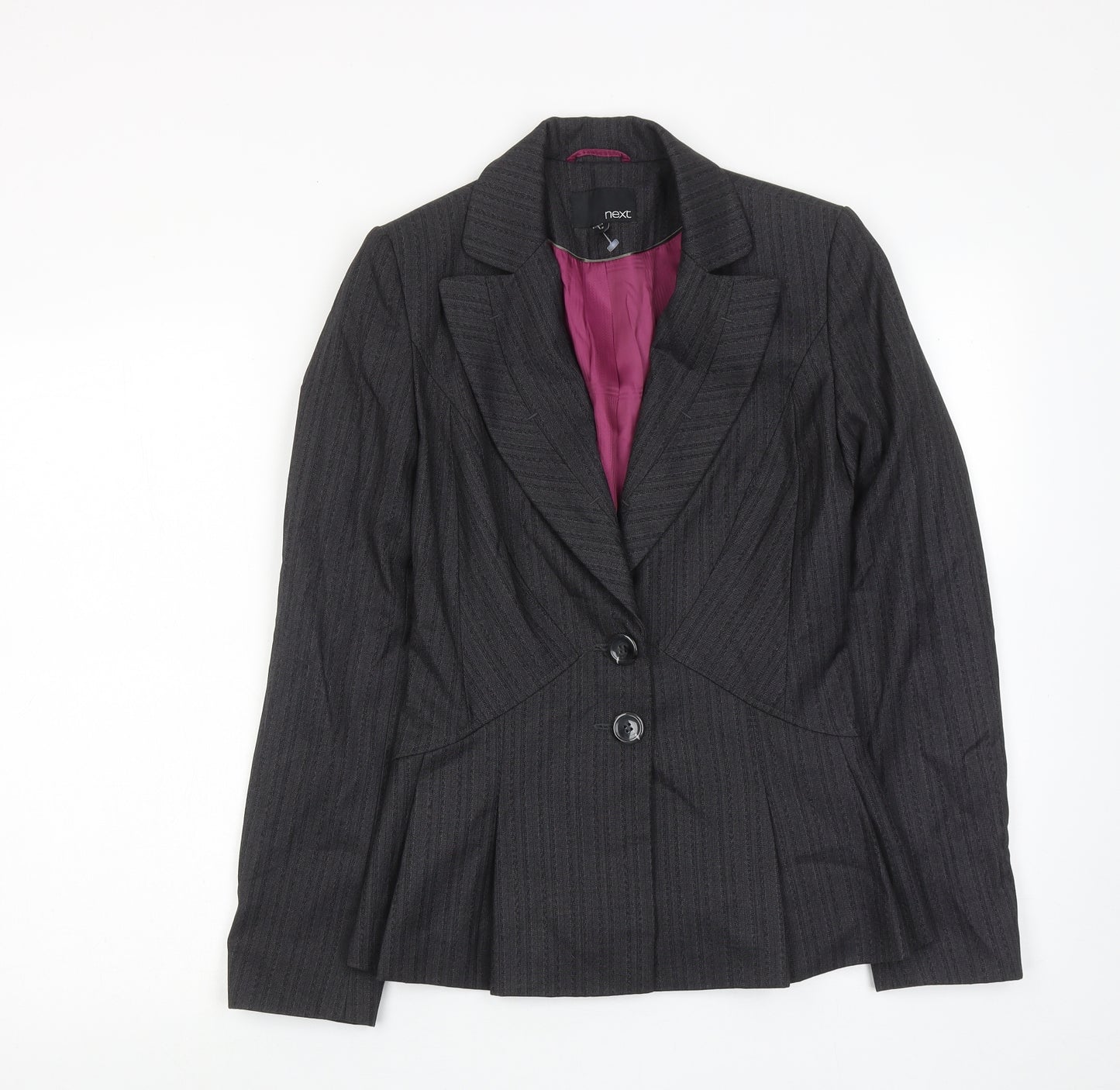 NEXT Womens Grey Striped Polyester Jacket Suit Jacket Size 6