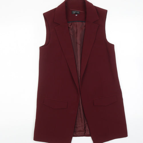 Topshop Womens Red Gilet Blazer Size 8