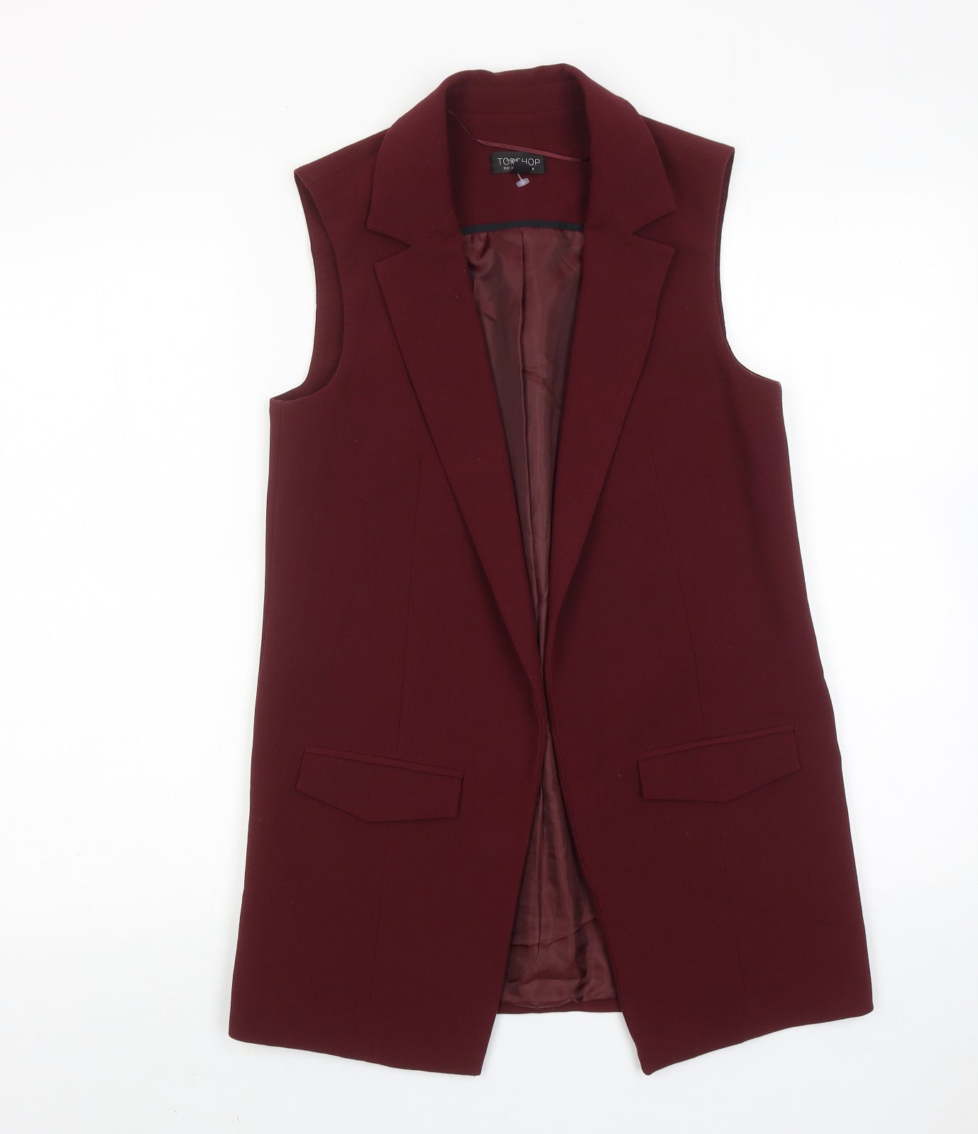 Topshop Womens Red Gilet Blazer Size 8