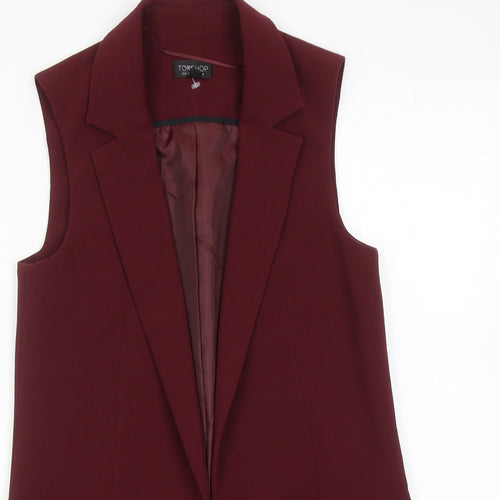 Topshop Womens Red Gilet Blazer Size 8