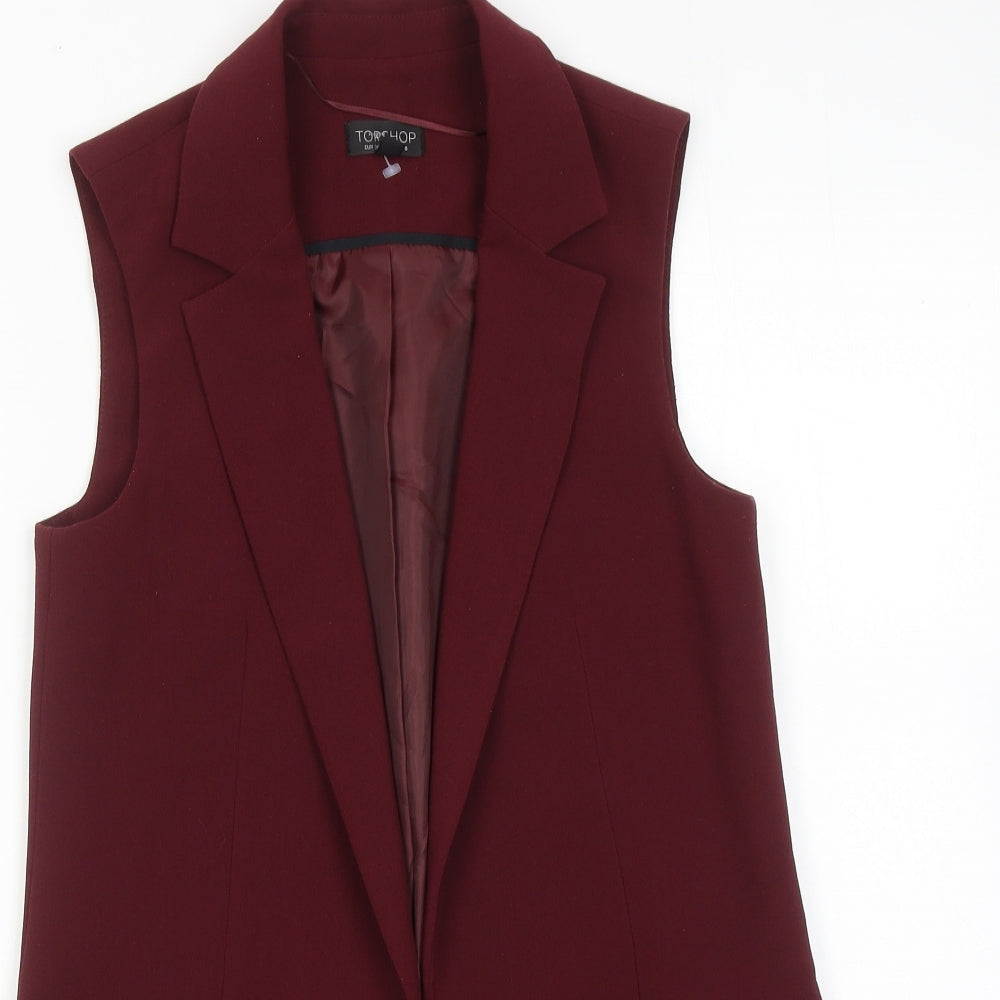 Topshop Womens Red Gilet Blazer Size 8