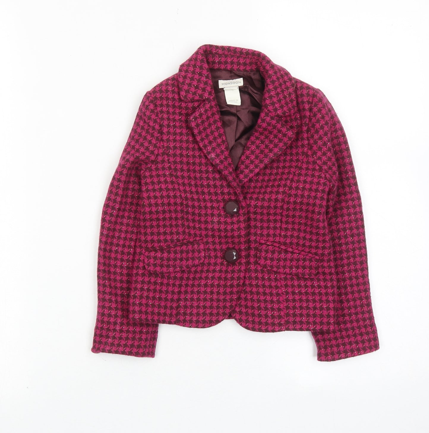 Monsoon Girls Pink Geometric Jacket Blazer Size 3-4 Years Button
